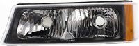Front Grille With Chrome Center Bar + Header Panel + Headlights + Signal Lights + Bracket Left & Right Side Direct Replacement Compatible With 2002-2006 Chevrolet Avalanche 1500 2500