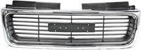 Front Grille Chrome Shell & Painted Silver Gray Insert Direct Replacement Compatible With 1998-2001 GMC Jimmy / 1998-2004 Sonoma GM1200422 19130793