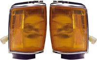 Set Of 2 Front Corner Light Assembly With Chrome Trim Left Driver & Right Passenger Side Direct Replacement Compatible With 1984-1986 Toyota Pickup TO2521116 TO2520114