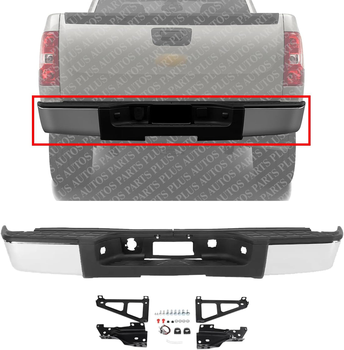Rear Step Bumper Assembly Chrome Steel Direct Replacement Compatible With 2007-2013 Chevrolet Silverado/GMC Sierra 1500 GM1103147 22932803