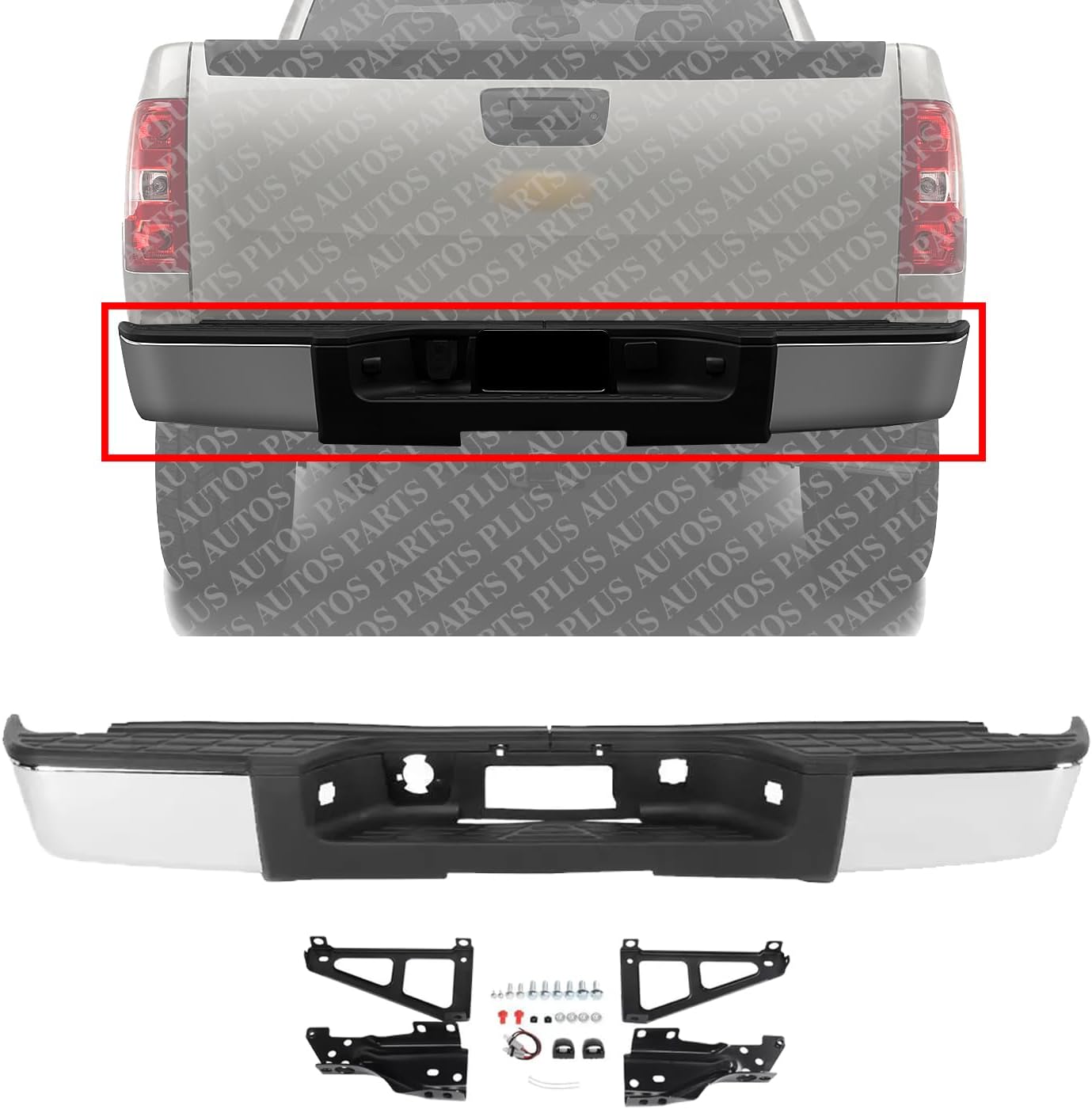 Rear Step Bumper Assembly Chrome Steel Direct Replacement Compatible With 2007-2013 Chevrolet Silverado/GMC Sierra 1500 GM1103147 22932803
