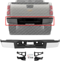 Rear Step Bumper Assembly Chrome Steel Direct Replacement Compatible With 2007-2013 Chevrolet Silverado/GMC Sierra 1500 GM1103147 22932803