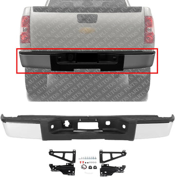 Rear Step Bumper Assembly Chrome Steel Direct Replacement Compatible With 2007-2013 Chevrolet Silverado/GMC Sierra 1500 GM1103147 22932803