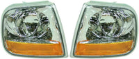 Set Of 2 Front Corner Light Lens And Housing Right Passenger & Left Driver Side Direct Replacement Compatible With 1997-2004 Ford F-150/1997-1999 F-250 FO2520170 FO2521170