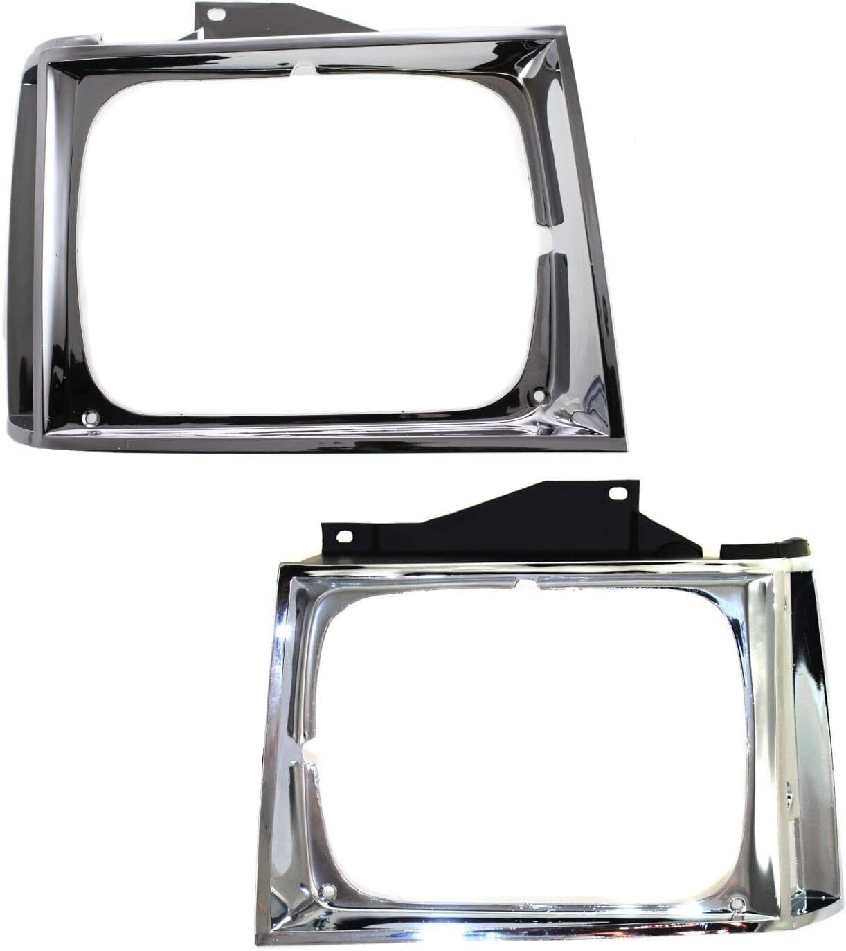 Set Of 2 Front Head Light Door Bezel Chrome Left Driver & Right Passenger Side Direct Replacement Compatible With 1982-1990 Chevrolet S10 Pickup GM2513121 GM2512121 15591586 15591585