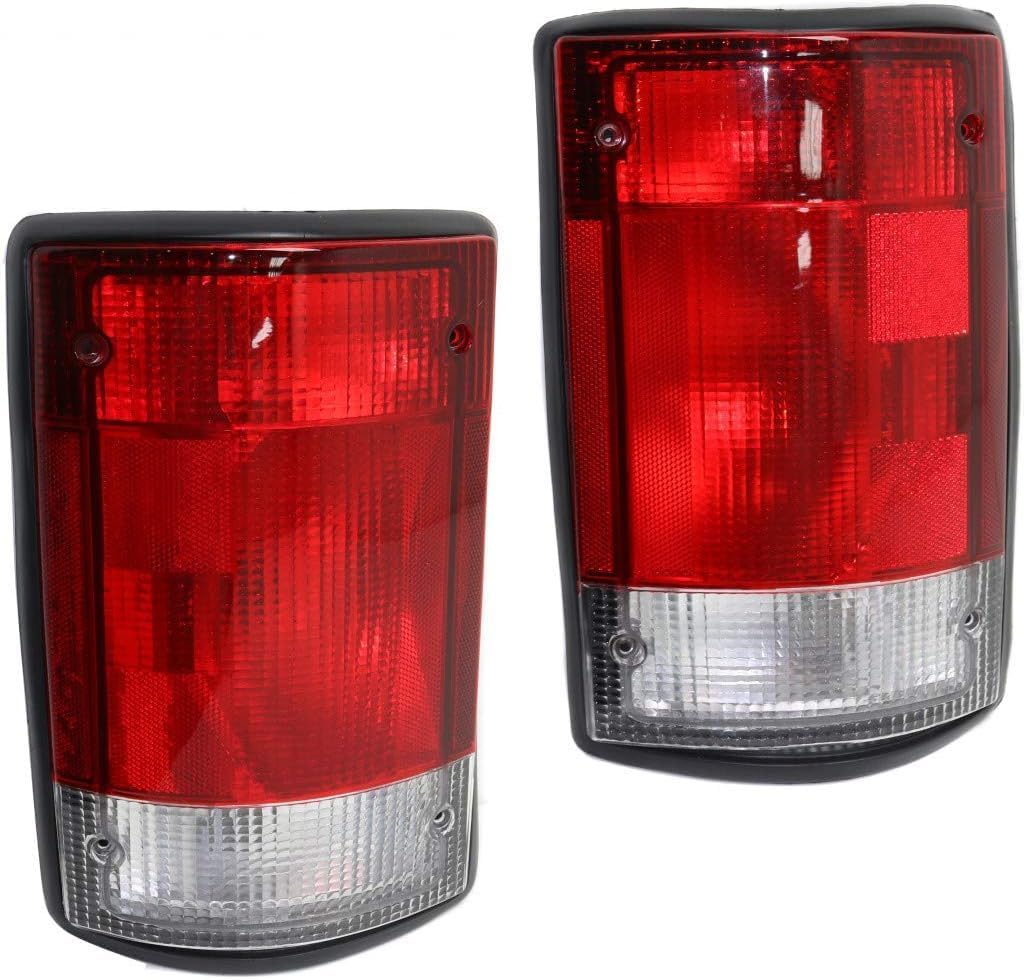 Set Of 2 Tail Light Lens And Housing Right Passenger & Left Driver Side Direct Replacement Compatible With 1995-2014 Ford E-Series / 2000-2005 Excursion FO2801114 FO2800114