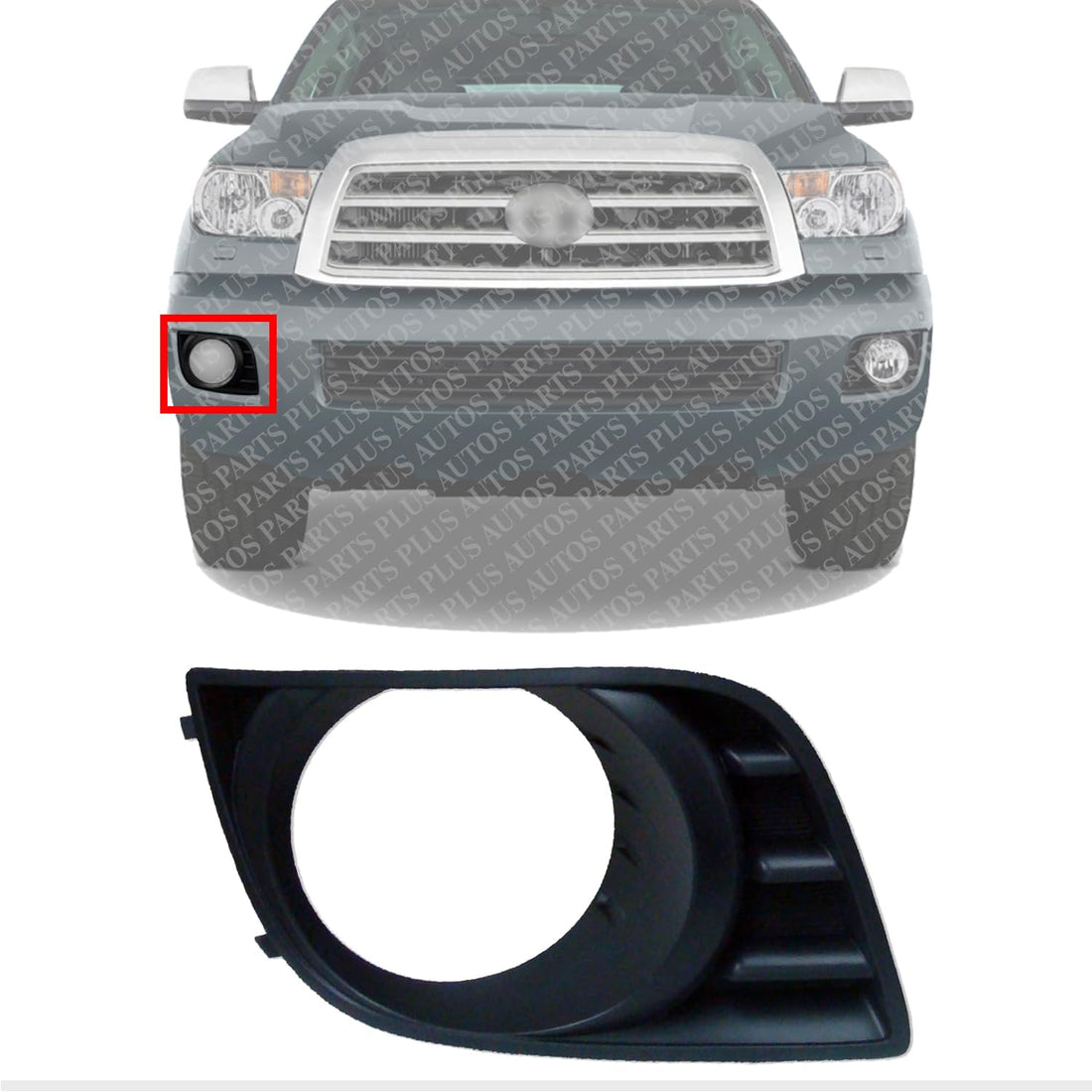 Front Fog Light Molding Primed Right Passenger Side Direct Replacement Compatible With 2008-2017 Toyota Sequoia TO1039157 814810C021