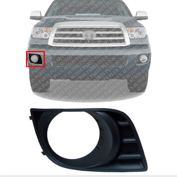Front Fog Light Molding Primed Right Passenger Side Direct Replacement Compatible With 2008-2017 Toyota Sequoia TO1039157 814810C021
