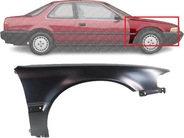 Front Fender Steel Primed Right Passenger Side Direct Replacement Compatible With 1990-1993 Honda Accord HO1241109 60211SM4A01ZZ