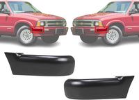 Set Of 2 Front Bumper End Cap Primed Without Molding Holes Left Driver & Right Passenger Side Direct Replacement Compatible With 1994-1997 Chevrolet S10 GM1005140 GM1004141 12383112