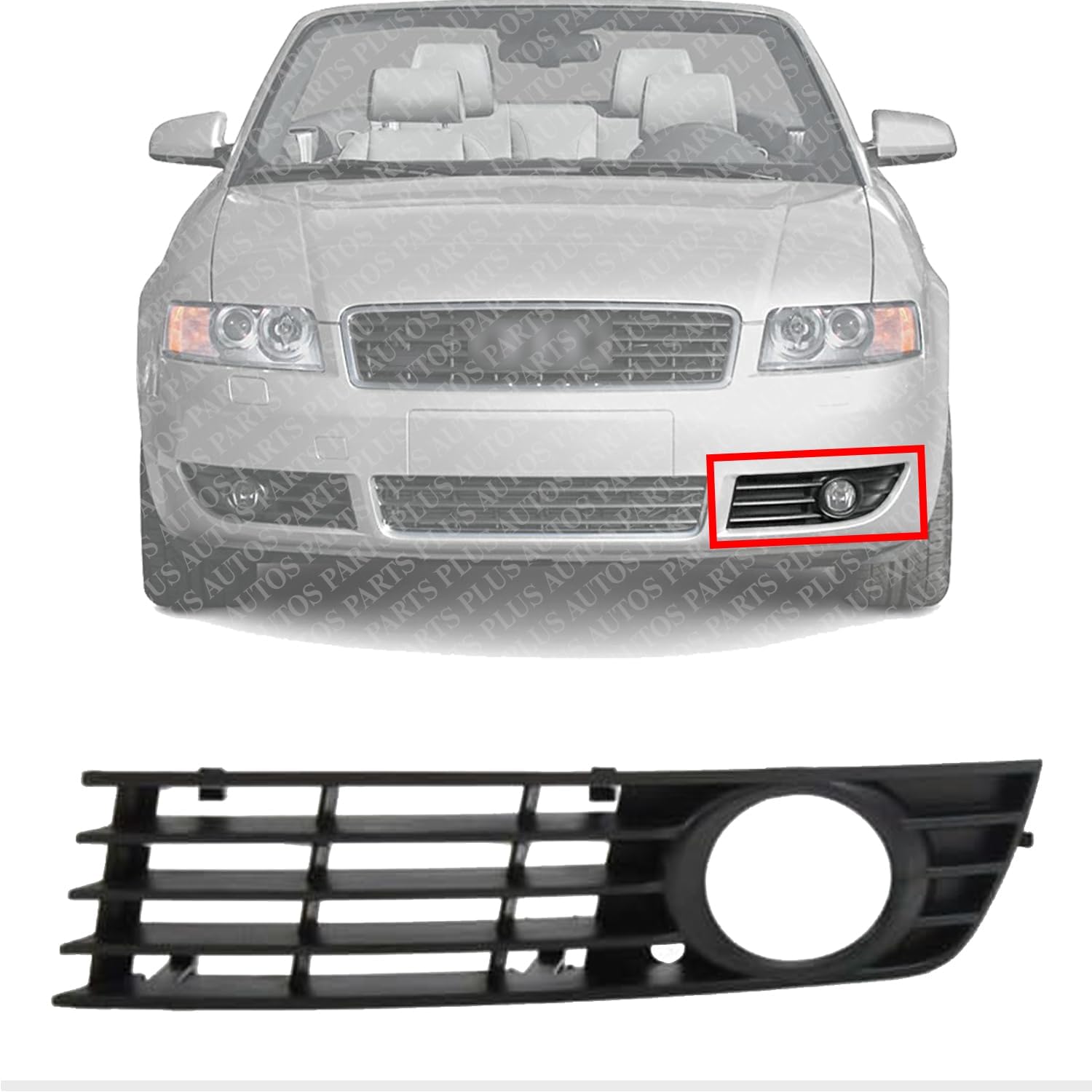 Front Fog Light Molding Primed Left Driver Side Direct Replacement Compatible With 2002-2005 Audi A4 AU1038102 8E080768101C