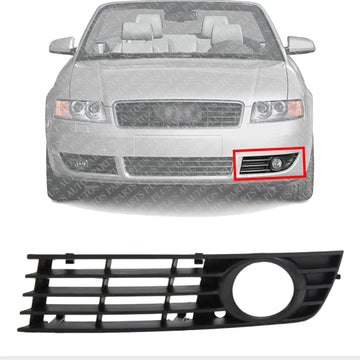 Front Fog Light Molding Primed Left Driver Side Direct Replacement Compatible With 2002-2005 Audi A4 AU1038102 8E080768101C