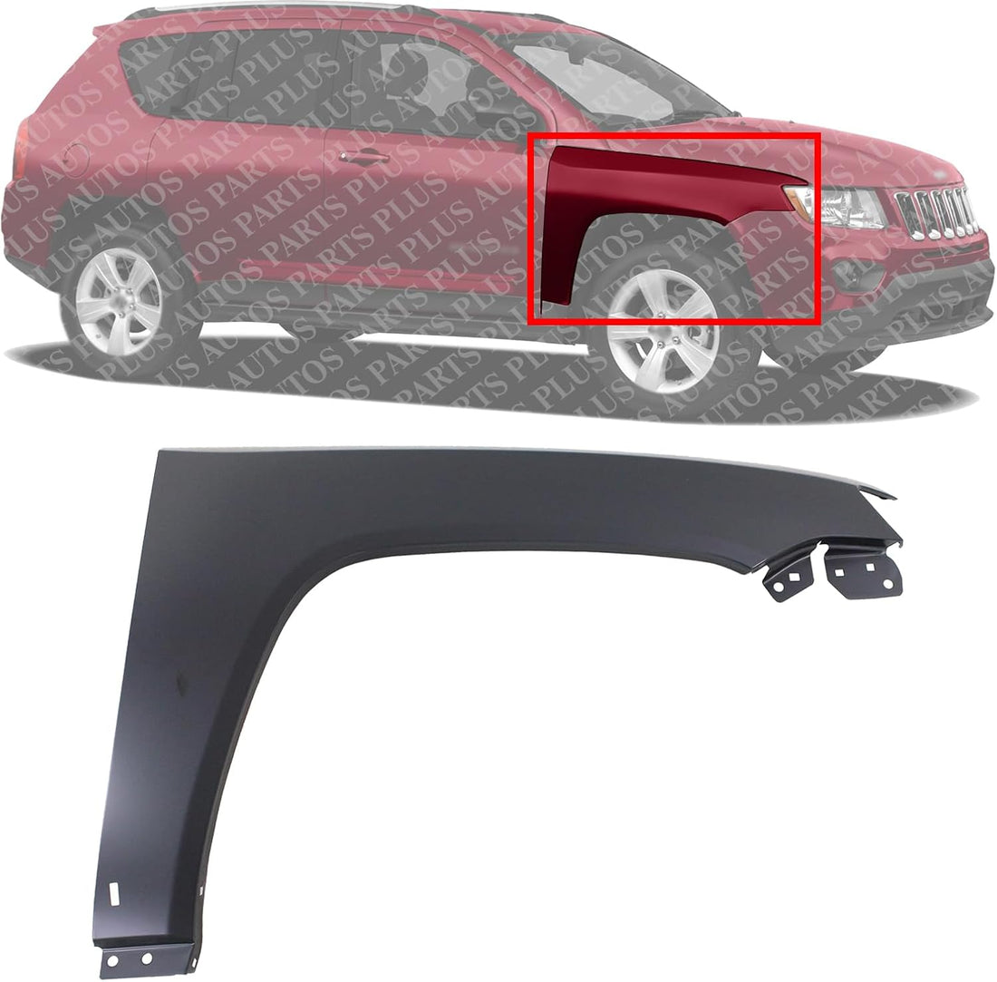 Front Fender Primed Steel Right Passenger Side Direct Replacement Compatible With 2011-2017 Jeep Compass CH1241276 68085303AB