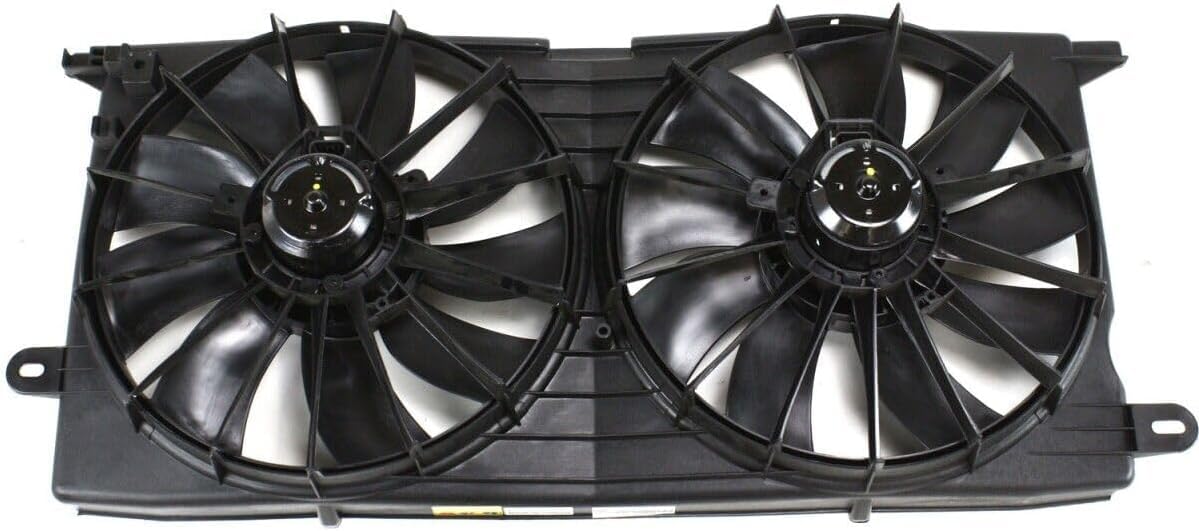 Front Radiator Cooling Dual Fan Shroud Assembly Plastic Direct Replacement Compatible with 2000-2005 Buick Lesabre/Pontiac Bonneville GM3115119 12487606
