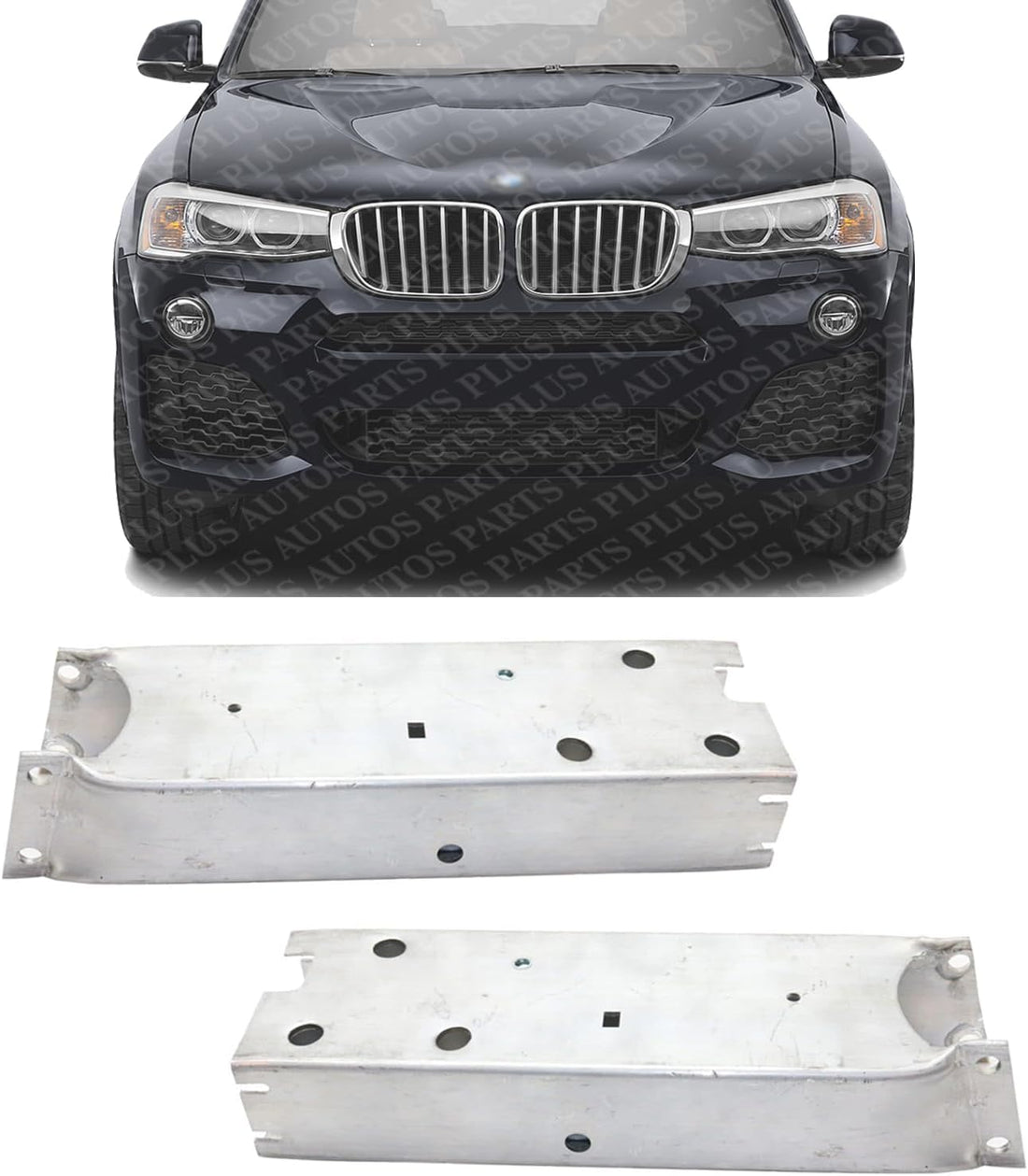 Set Of 2 Front Bumper Bracket Impact Aluminum Right Passenger & Left Driver Side Direct Replacement Compatible With 2015-2018 BMW X4 / 2011-2017 X3 BM1067109 BM1066109 51647274660