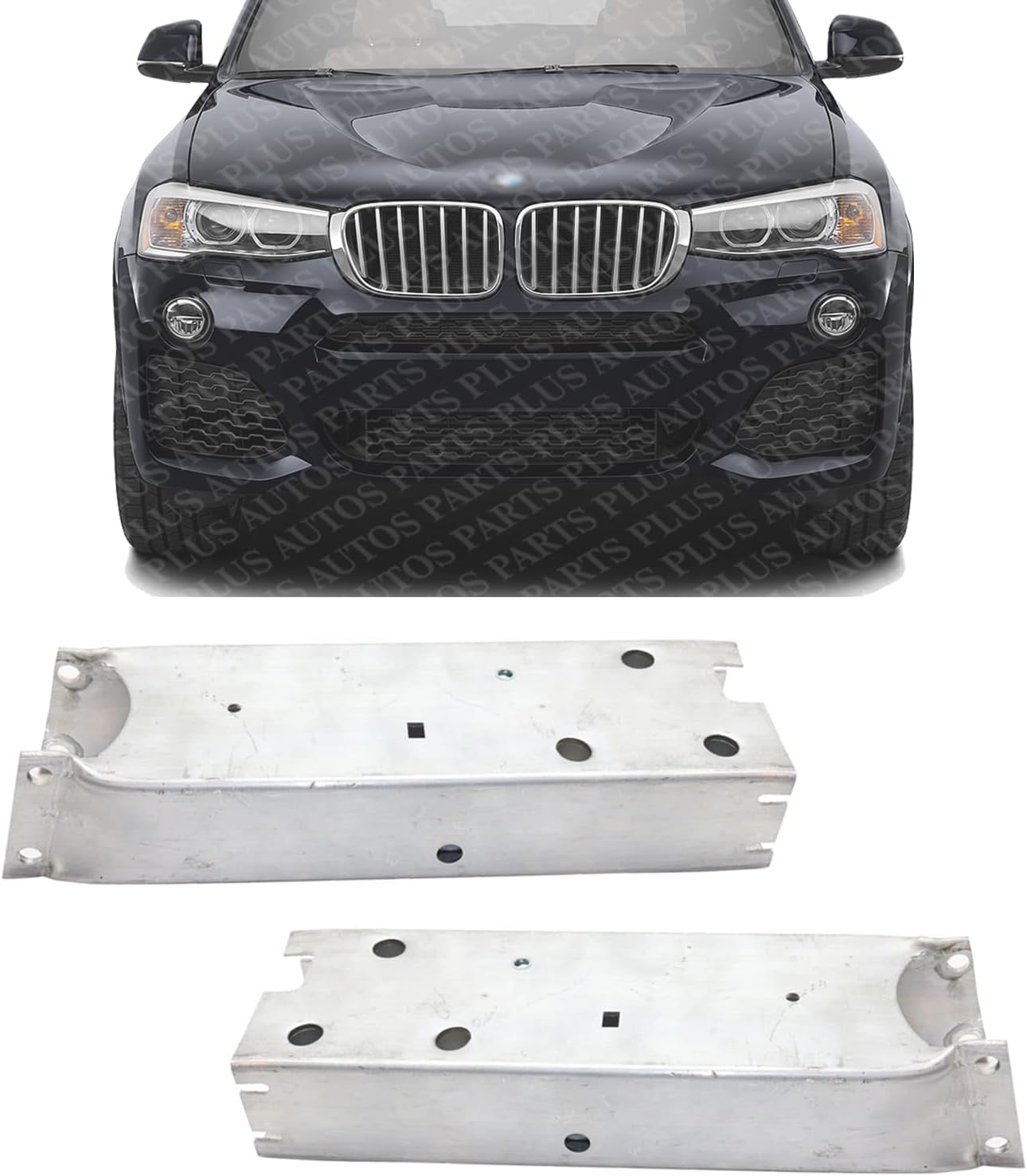 Set Of 2 Front Bumper Bracket Impact Aluminum Right Passenger & Left Driver Side Direct Replacement Compatible With 2015-2018 BMW X4 / 2011-2017 X3 BM1067109 BM1066109 51647274660