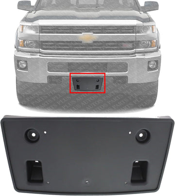 Front License Plate Bracket Direct Replacement Compatible with 2015-2019 Chevrolet Silverado 2500 3500HD GM1068157 22774440