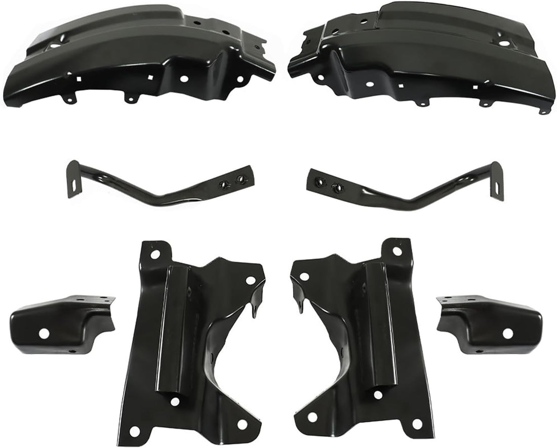 Front Bumper Brackets + Extension And Outer Brace Support Steel Right Passenger & Left Driver Side Direct Replacement Compatible With 2007-2013 Chevrolet Silverado 1500 GM1066180