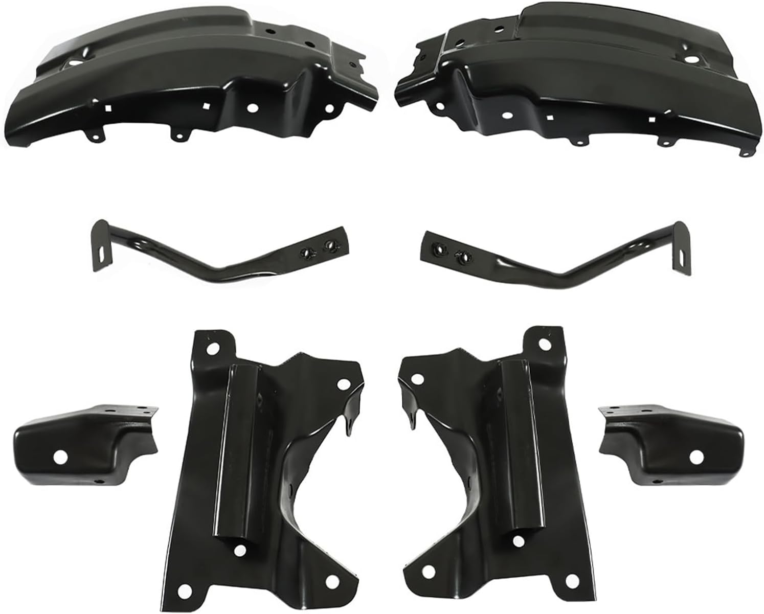 Front Bumper Brackets + Extension And Outer Brace Support Steel Right Passenger & Left Driver Side Direct Replacement Compatible With 2007-2013 Chevrolet Silverado 1500 GM1066180