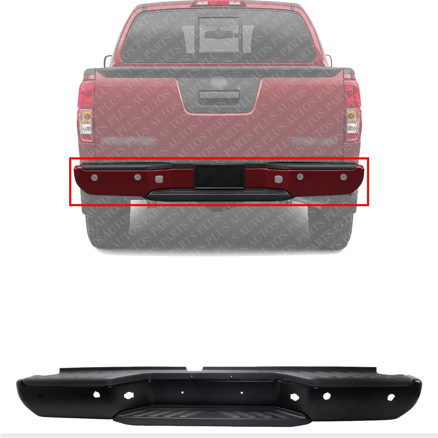 Rear Step Bumper Powdercoated Black Steel Direct Replacement Compatible With 2013-2021 Nissan Frontier NI1103126 850229BF1E-PFM