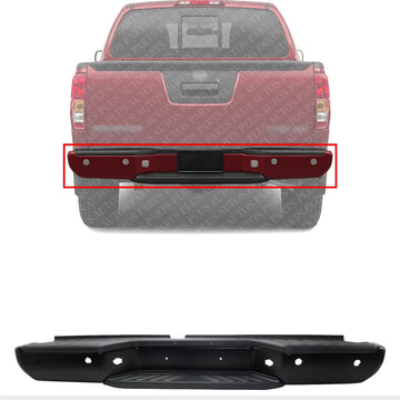 Rear Step Bumper Powdercoated Black Steel Direct Replacement Compatible With 2013-2021 Nissan Frontier NI1103126 850229BF1E-PFM