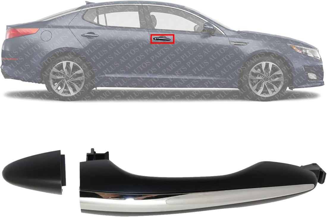 Front Exterior Door Handle + Cover Primed Right Passenger Side with Chrome Trim Without Keyhole Direct Replacement Compatible with 2012-2015 Kia Optima 826514C010-PFM 826622T000