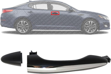 Front Exterior Door Handle + Cover Primed Right Passenger Side with Chrome Trim Without Keyhole Direct Replacement Compatible with 2012-2015 Kia Optima 826514C010-PFM 826622T000