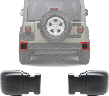 Set Of 2 Rear Bumper End Cap Primed Plastic Left Driver & Right Passenger Side Direct Replacement Compatible With 1997-2006 Jeep Wrangler CH1105140 CH1104140 55078139AA