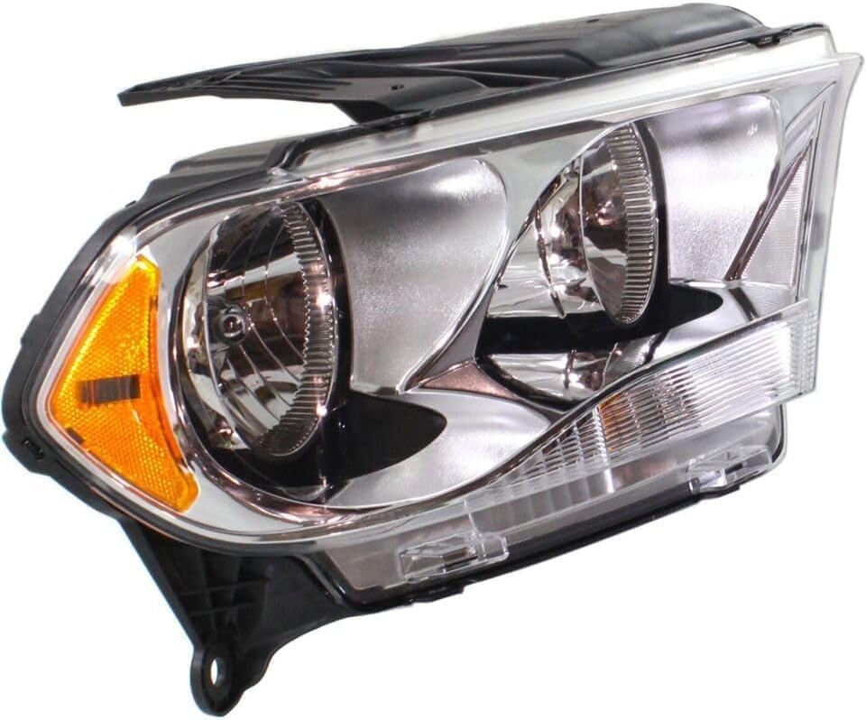 Set Of 2 Front Headlight Assembly Halogen With Chrome Interior Right Passenger & Left Driver Side Direct Replacement Compatible With 2011-2013 Dodge Durango CH2503228 CH2502228