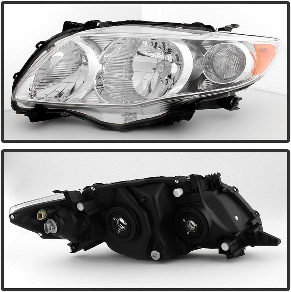 Front Head Light Assembly Chrome Interior Left Driver Side Direct Replacement Compatible With 2009-2010 Toyota Corolla TO2502182 8115002670