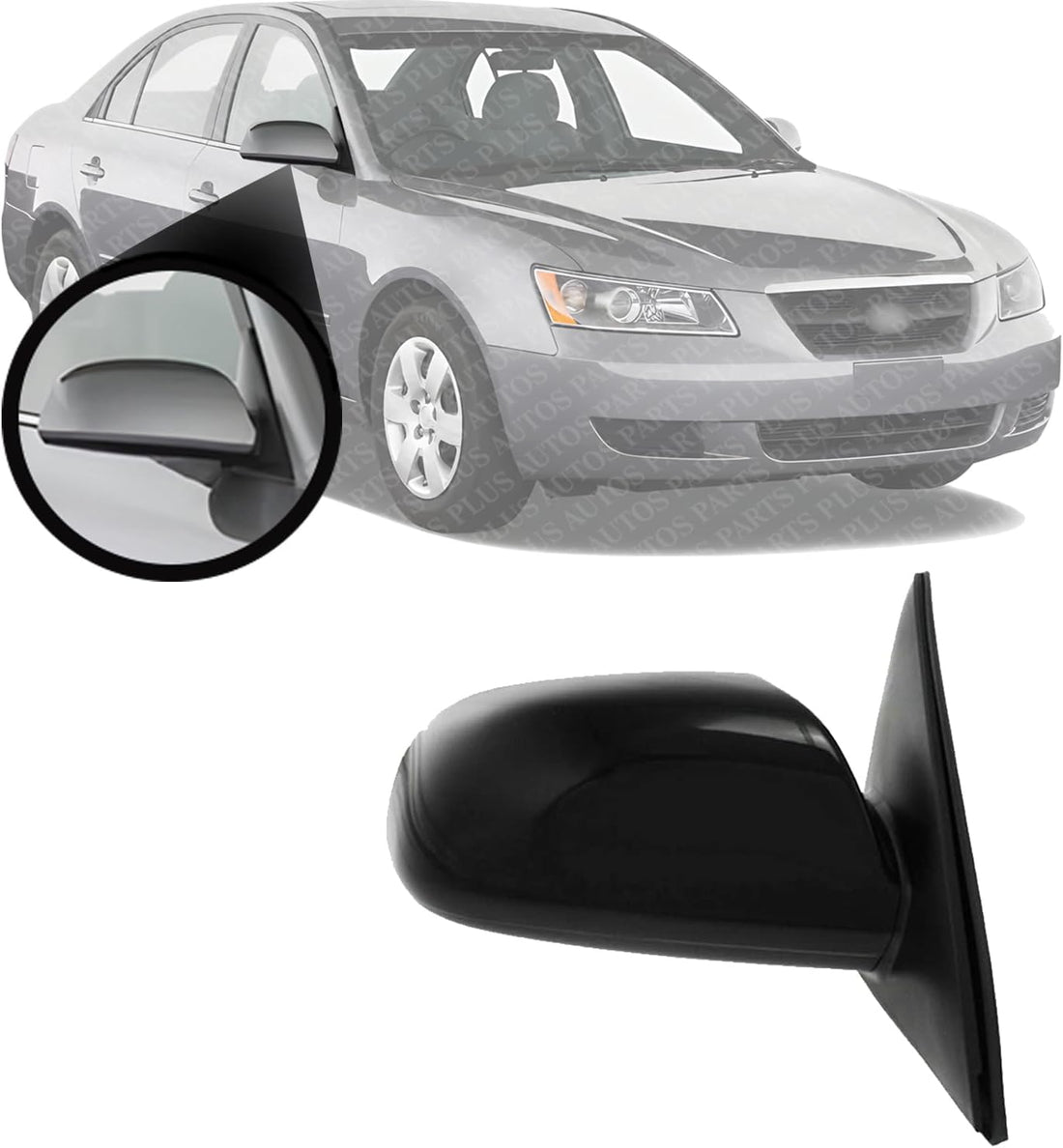 Front Power Mirror Non-Folding Heated Primed Right Passenger Side Direct Replacement Compatible With 2006-2010 Hyundai Sonata HY1321149 876200A000