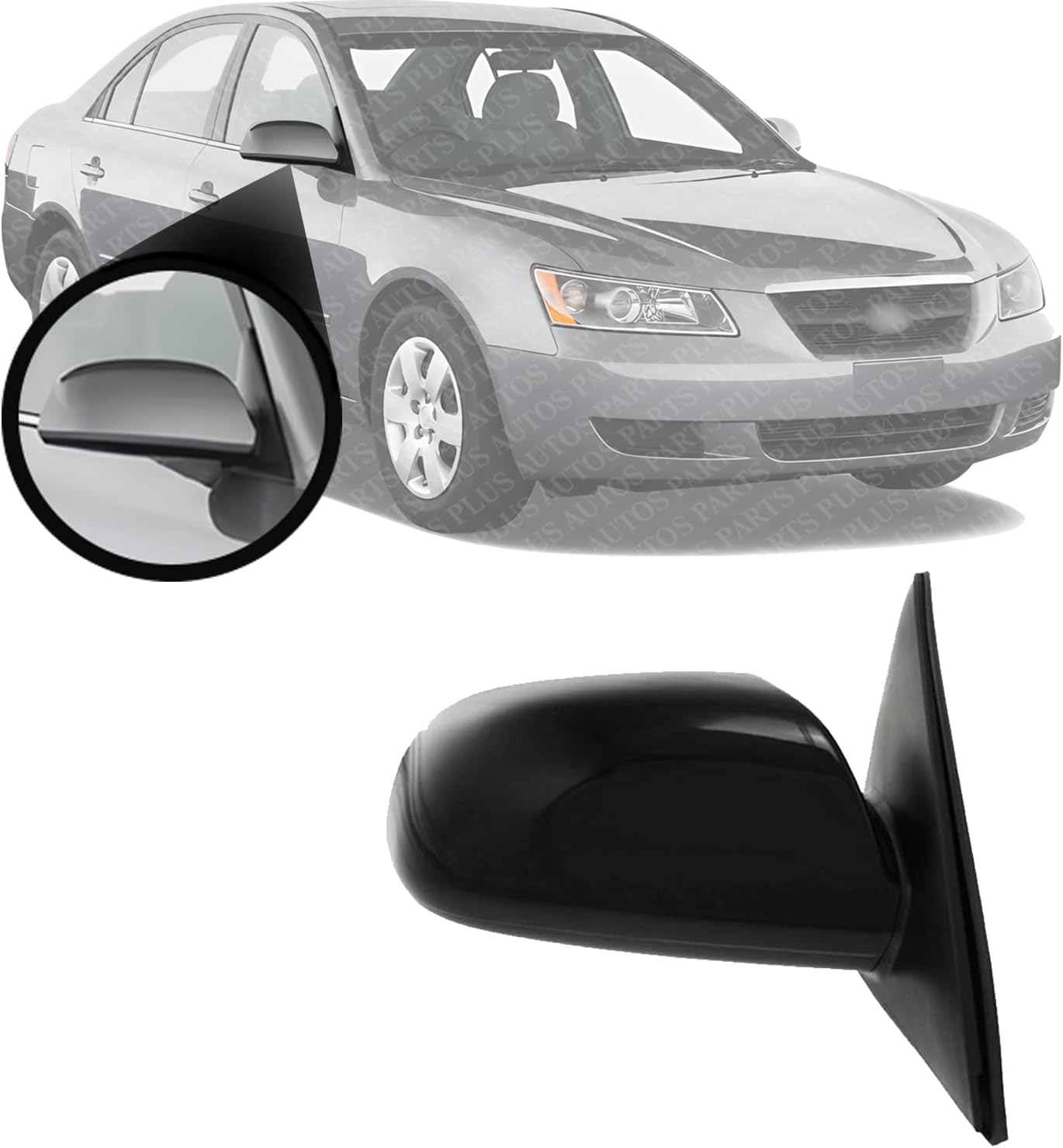 Front Power Mirror Non-Folding Heated Primed Right Passenger Side Direct Replacement Compatible With 2006-2010 Hyundai Sonata HY1321149 876200A000