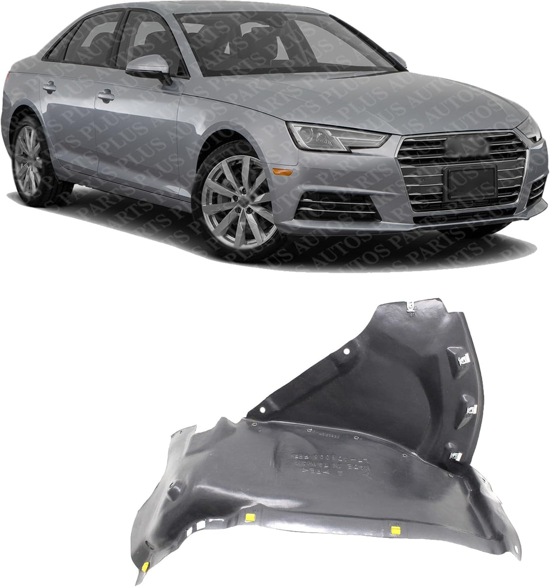 Front Section Fender Liner Right Passenger Side Direct Replacement Compatible With 2017-2018 Audi A4 AU1249134 8W0853888A-PFM
