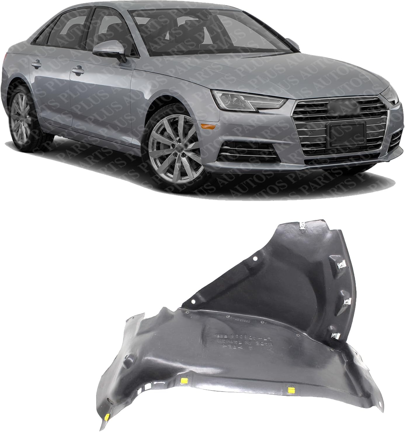 Front Section Fender Liner Right Passenger Side Direct Replacement Compatible With 2017-2018 Audi A4 AU1249134 8W0853888A-PFM