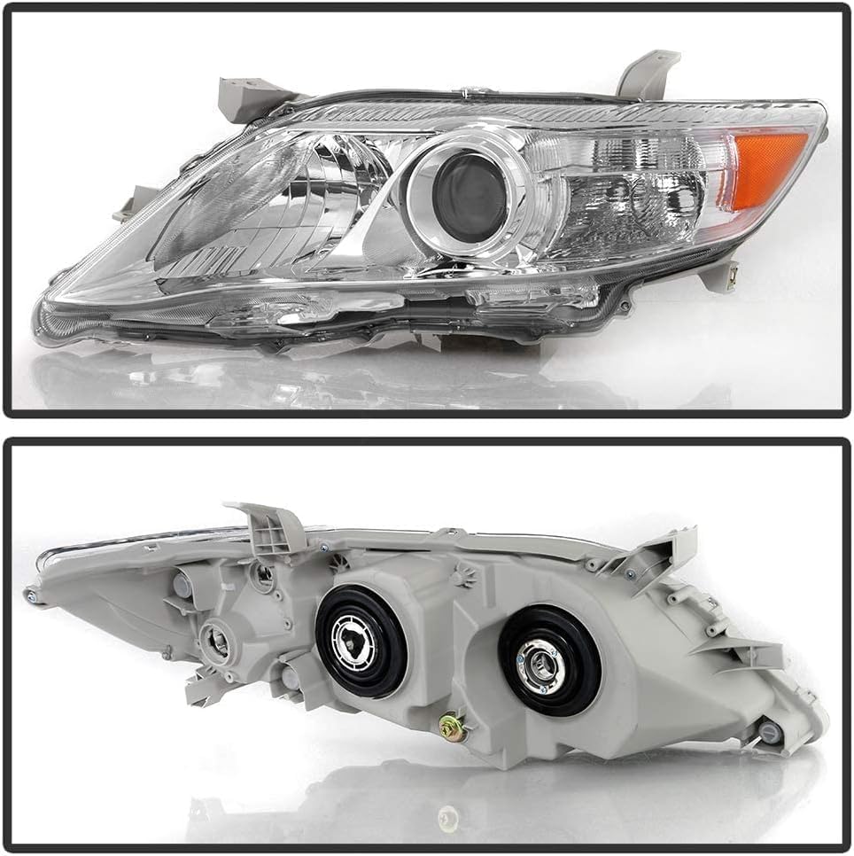 Set OF 2 Front Head Light Chrome Interior Left Driver & Right Passenger Side Direct Replacement Compatible With 2010-2011 Toyota Camry TO2503195 TO2502195 TO2503191 TO2502191