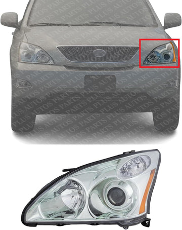 Front Headlight Assembly Lens And Housing Left Driver Side Direct Replacement Compatible With 2004-2006 Lexus RX330 LX2502122 8118548210