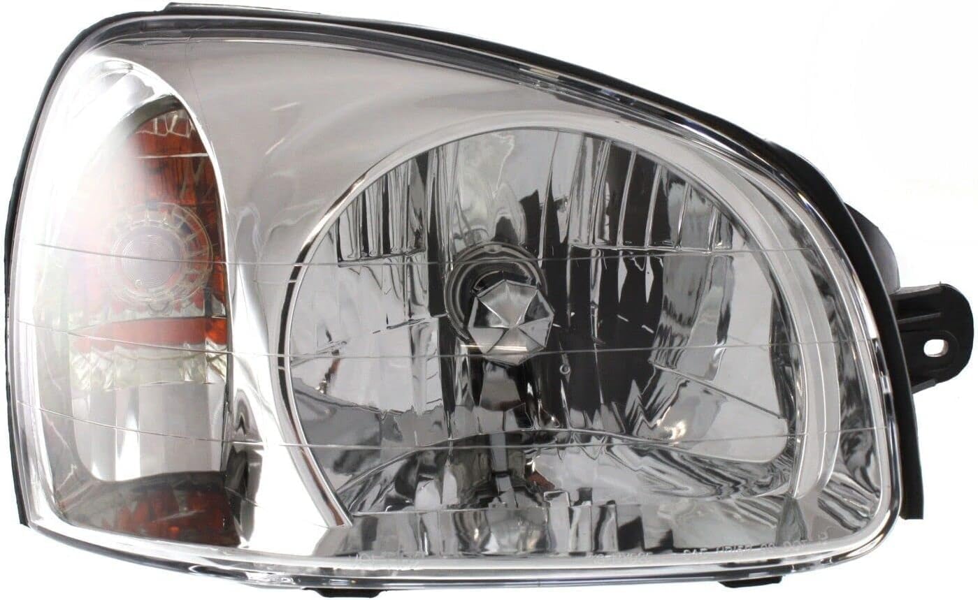 Set Of 2 Front Head Light Assembly Plastic Left Driver & Right Passenger Side Direct Replacement Compatible With 2003-2006 Hyundai Santa Fe HY2502134 HY2503134 9210126251 9210226251
