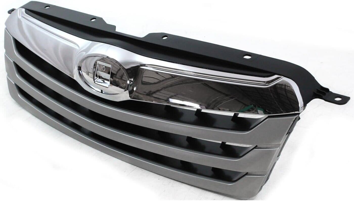 Front Bumper Upper Grille Silver Shell With Textured Insert Direct Replacement Compatible With 2010-2012 Subaru Outback SU1200143 91121AJ04B