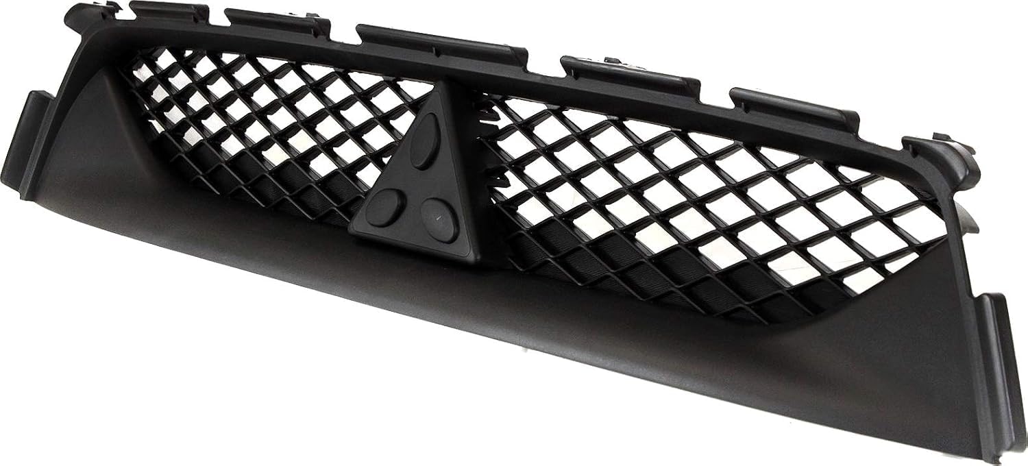 Front Bumper Cover Primed Plastic + Upper & Lower Grille + Chrome Molding Direct Replacement Compatible With 2011-2012 Mitsubishi Outlander/RVR