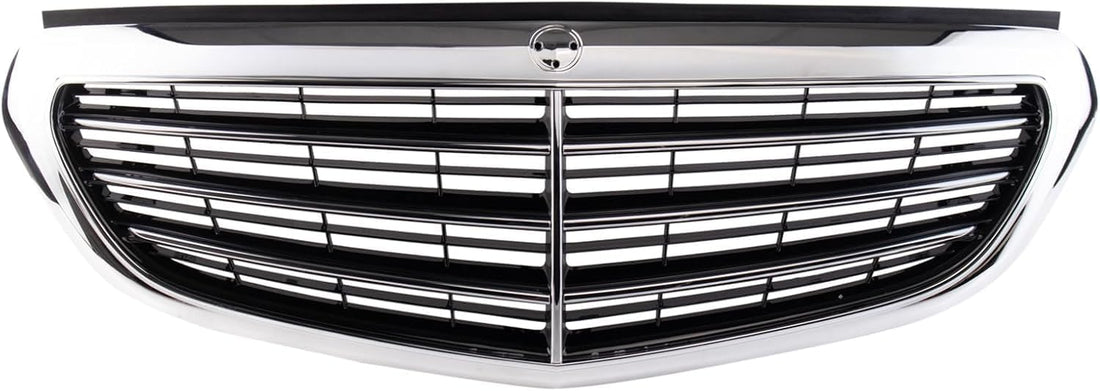 Front Grille Chrome Shell And Insert Plastic Direct Replacement Compatible With 2014-2016 Mercedes Benz E350 MB1200165 2128801483