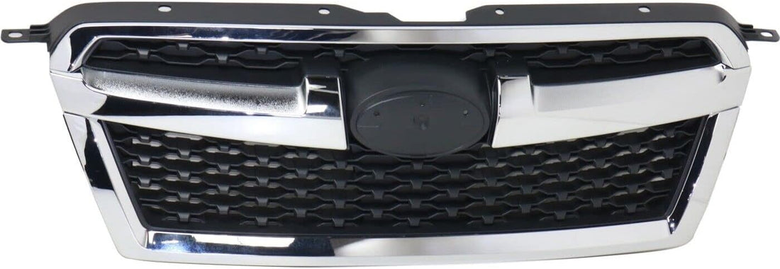 Front Grille Assembly Textured Shell And Insert With Chrome Molding Direct Replacement Compatible With 2013-2014 Subaru Legacy SU1200157 91121AJ13A