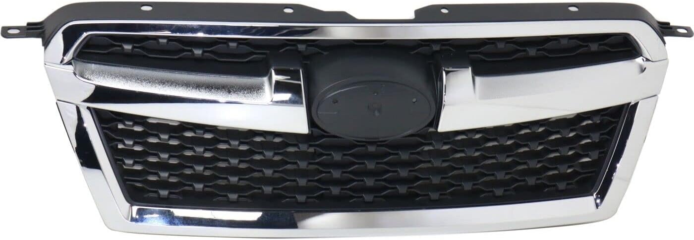 Front Grille Assembly Textured Shell And Insert With Chrome Molding Direct Replacement Compatible With 2013-2014 Subaru Legacy SU1200157 91121AJ13A