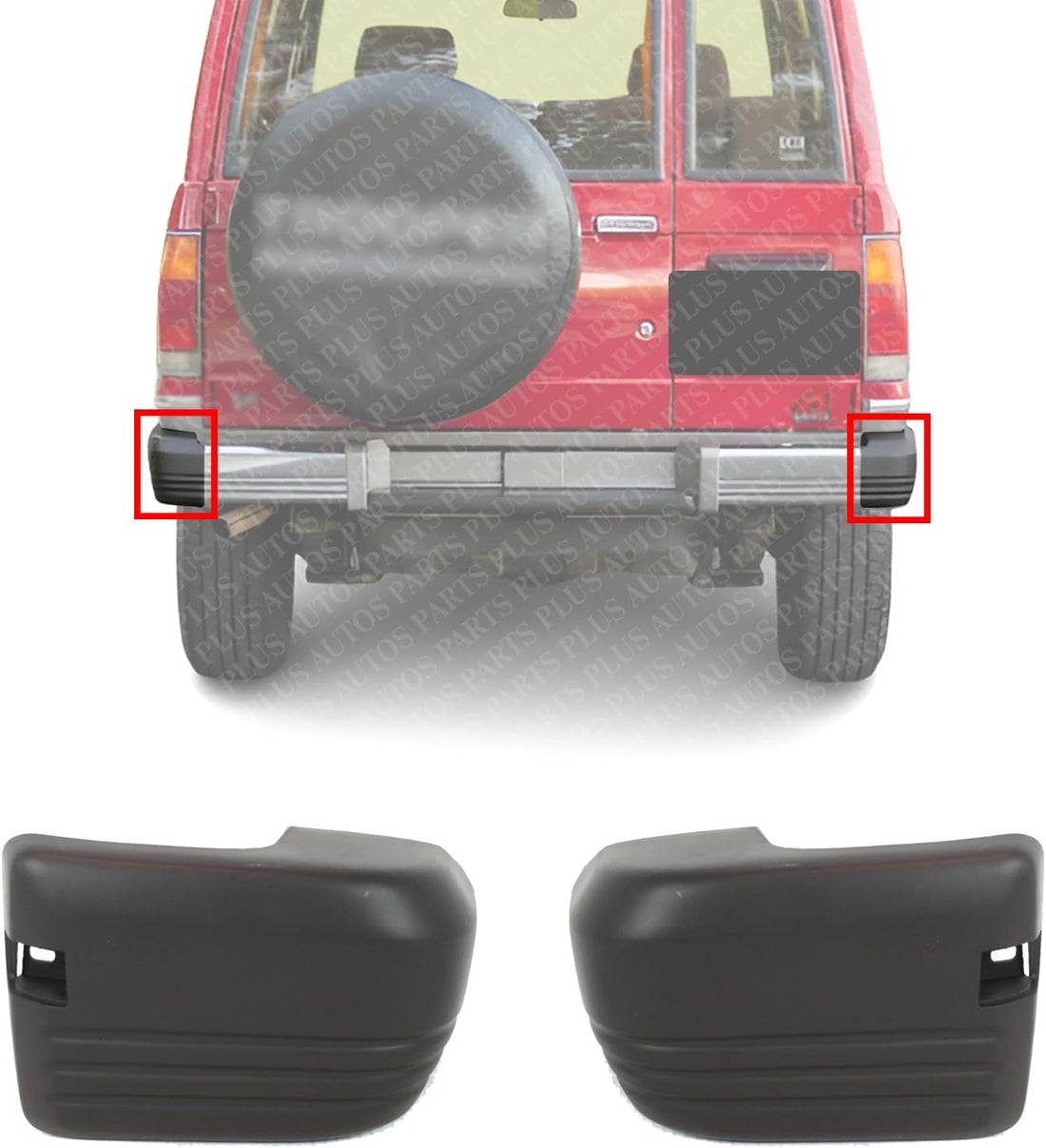 Set Of 2 Rear Bumper End Cap Primed Left Driver & Right Passenger Side Direct Replacement Compatible With 1989-1991 Isuzu Trooper IZ1105117 IZ1104117 8944886230 8944886240