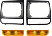 Front Headlight Doors + Signal Lights Lens and Housing Right Passenger & Left Driver Side Direct Replacement Compatible With Jeep Cherokee 1997-2001 CH2513157 CH2512157 CH2520127