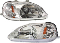 Set Of 2 Front Headlights Lens And Housing Right Passenger & Left Driver Side Direct Replacement Compatible With 1999-2000 Honda Civic HO2502113 HO2503113 33151S01A02 33101S01A02
