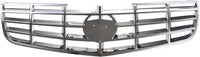 Front Bumper Cover Primed Plastic + Grille Chrome Shell and Insert + Chrome Molding + Fog Light Left & Right Side Direct Replacement Compatible With 2006-2011 Cadillac DTS