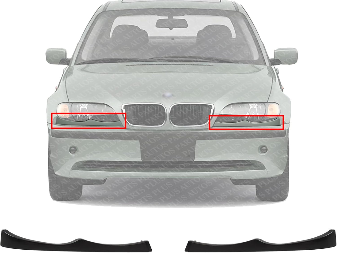 Set Of 2 Front Headlight Filler Primed Right Passenger & Left Driver Side Direct Replacement Compatible With 2002-2005 BMW 3-Series BM2513102 BM2512102 51137043409 51137043410