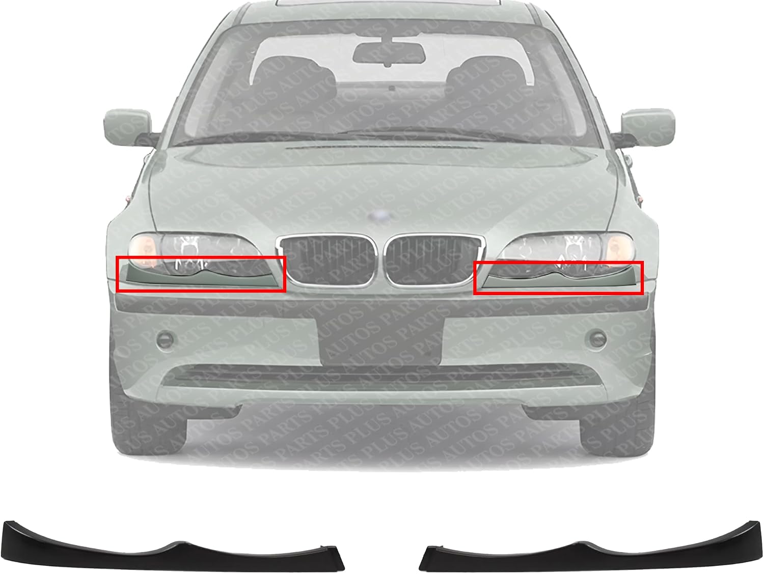 Set Of 2 Front Headlight Filler Primed Right Passenger & Left Driver Side Direct Replacement Compatible With 2002-2005 BMW 3-Series BM2513102 BM2512102 51137043409 51137043410