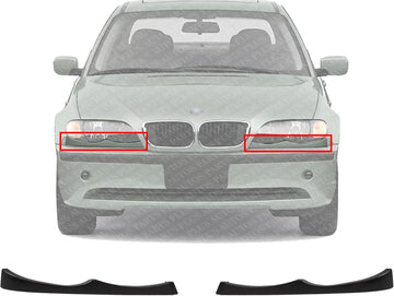 Set Of 2 Front Headlight Filler Primed Right Passenger & Left Driver Side Direct Replacement Compatible With 2002-2005 BMW 3-Series BM2513102 BM2512102 51137043409 51137043410