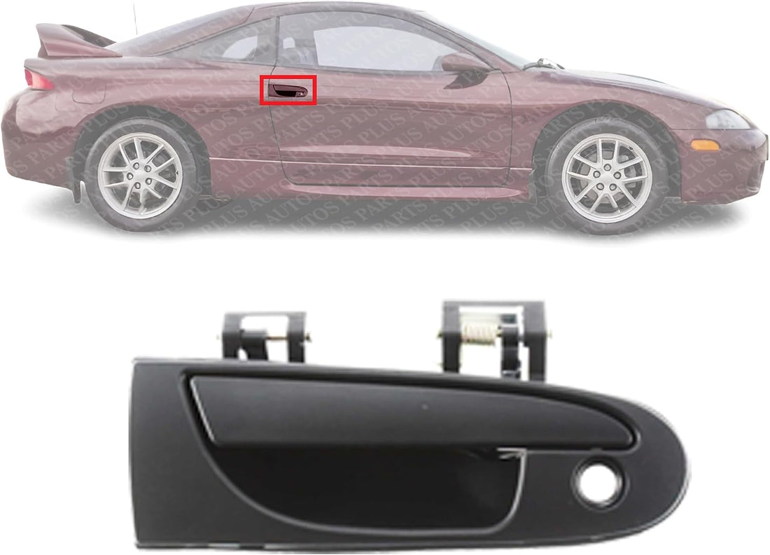 Front Exterior Door Handle Smooth Black Right Passenger Side Direct Replacement Compatible with 1995-1997 Mitsubishi Eclipse MI1311110 MR712053 MB913152